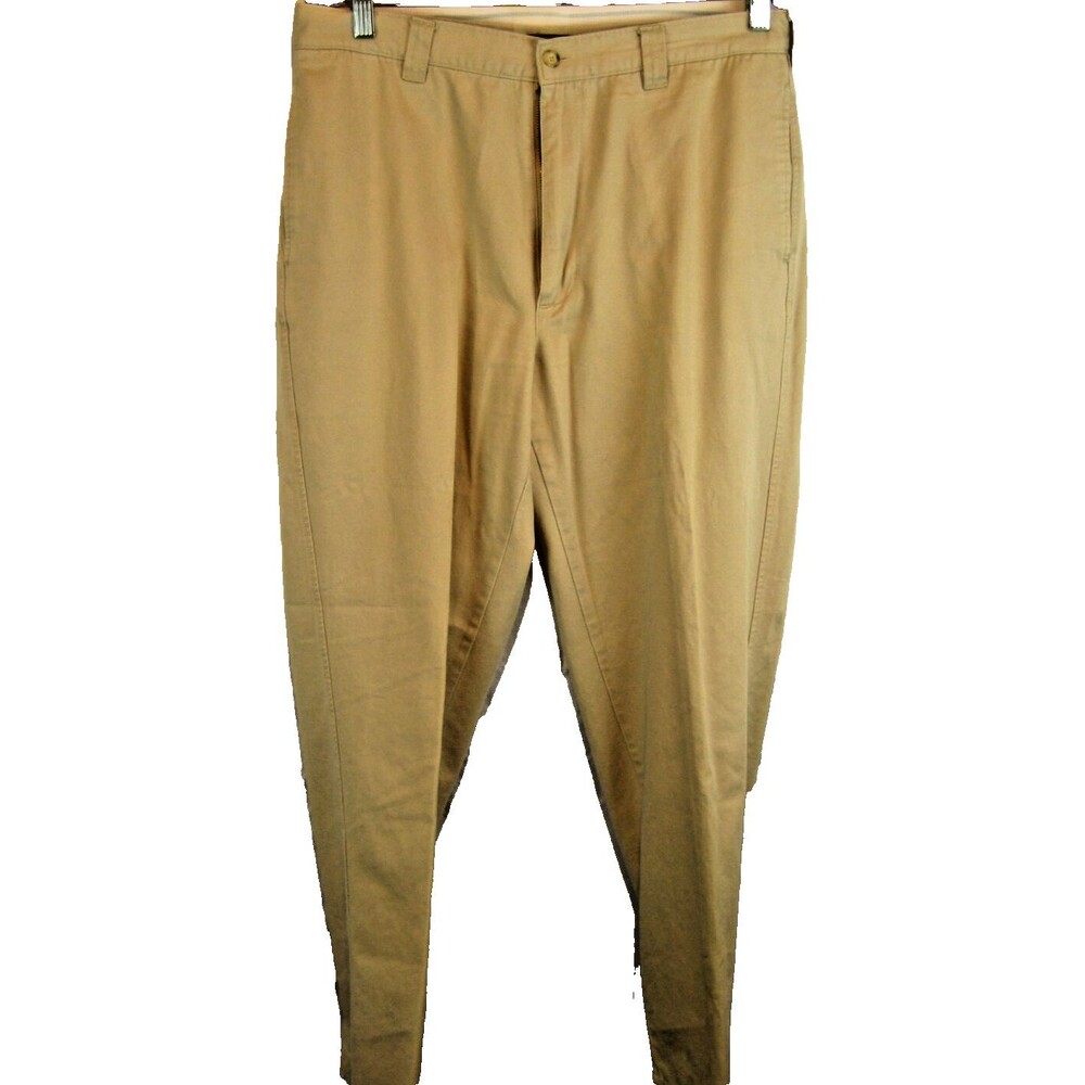 Mens Woolrich Khaki Cotton Flat Front Chino Pants Trousers sz 34x32
